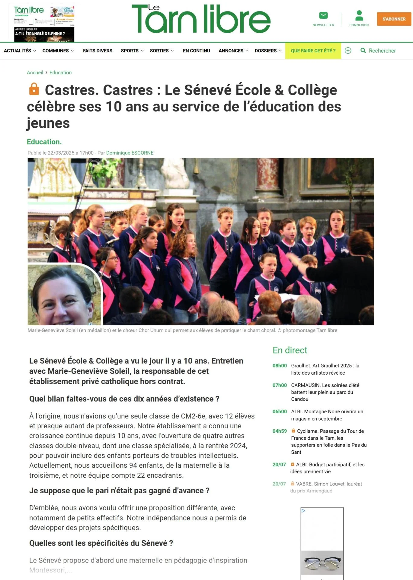 Article le tarn libre 22 03 2025
